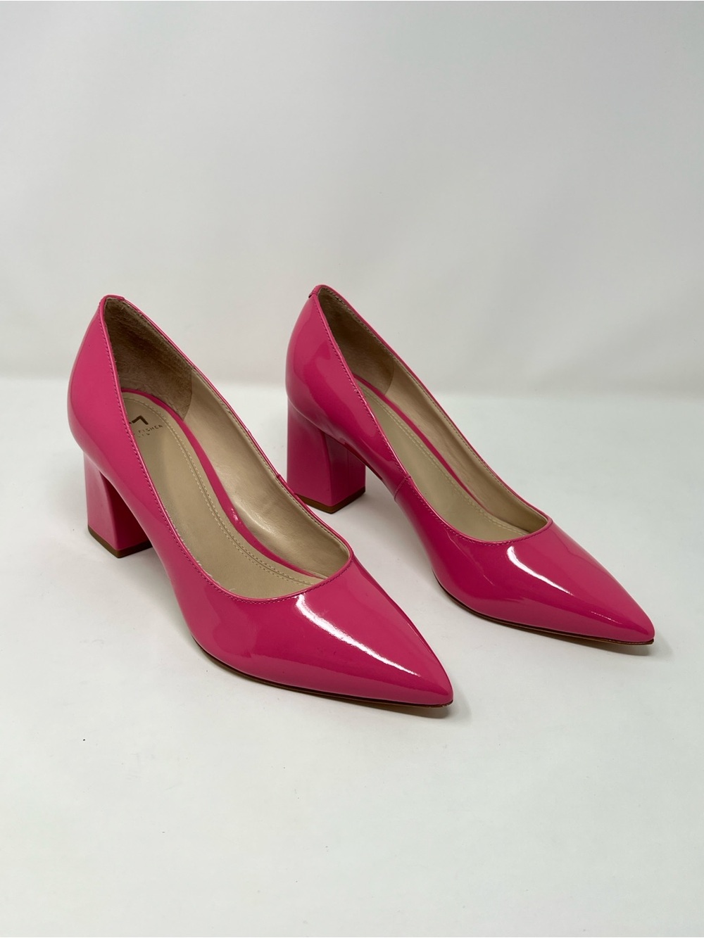 Marc Fisher Pink Patent Block Heel Pumps